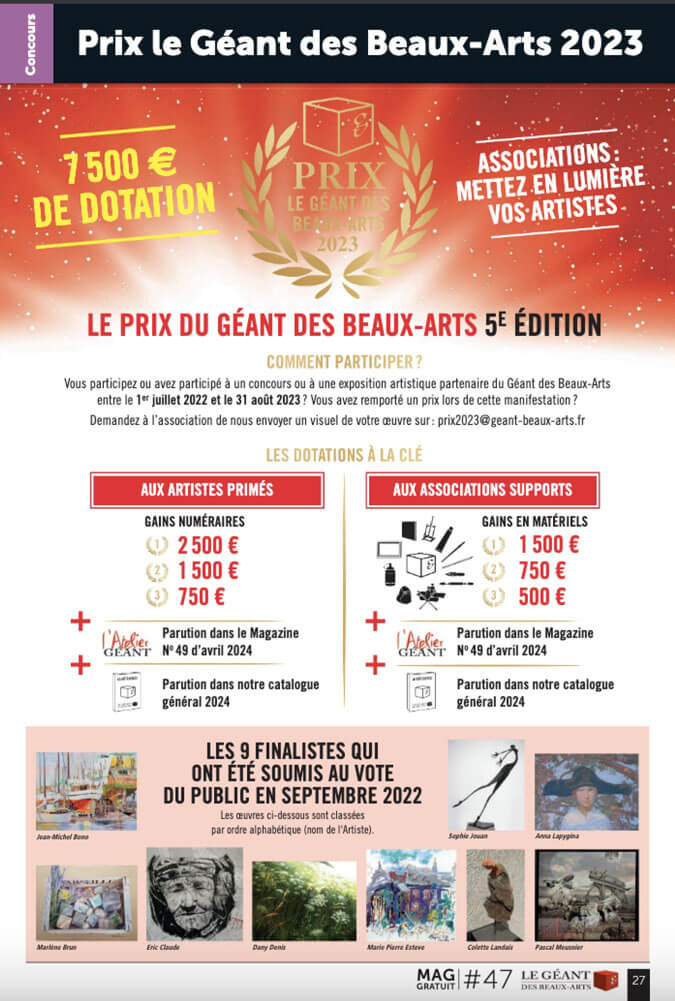 Affiche du prix Géant des Beaux Arts 2023